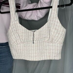Zara Cream Tweed Tank Top